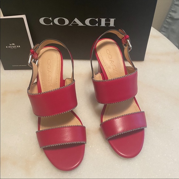 NIB Coach Rylie Sandal in Bright Cherry - Picture 8 of 11